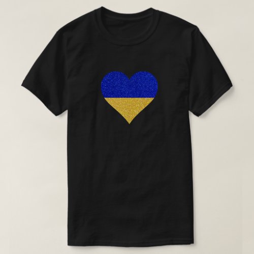 Ukrainian Flag Heart Glitter T_Shirt