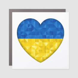Ukrainian flag. Heart. I Love Ukraine. I support. Car Magnet