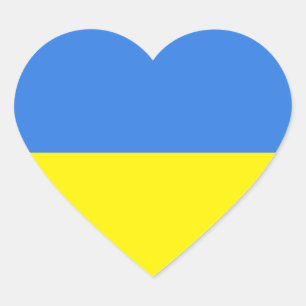 Ukrainian Flag, I Stand with Ukraine, Heart Sticker