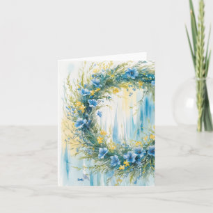 Ukrainian Flag Inspired Blue and Yellow Wreath Card