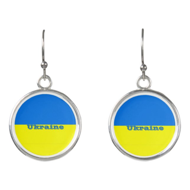 Ukrainian Flag, labeled, Earrings (Front)