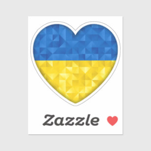 Ukrainian flag. Love to Ukraine. Support. Heart. Sticker