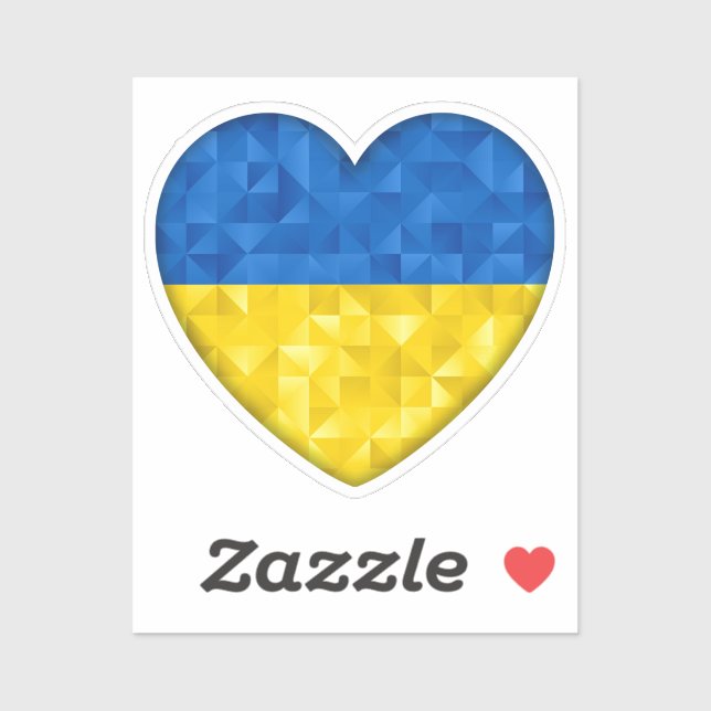 Ukrainian flag. Love to Ukraine. Support. Heart. Sticker (Sheet)