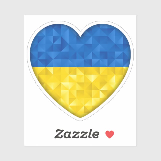Ukrainian flag. Love to Ukraine. Support. Heart. Sticker (Sheet)