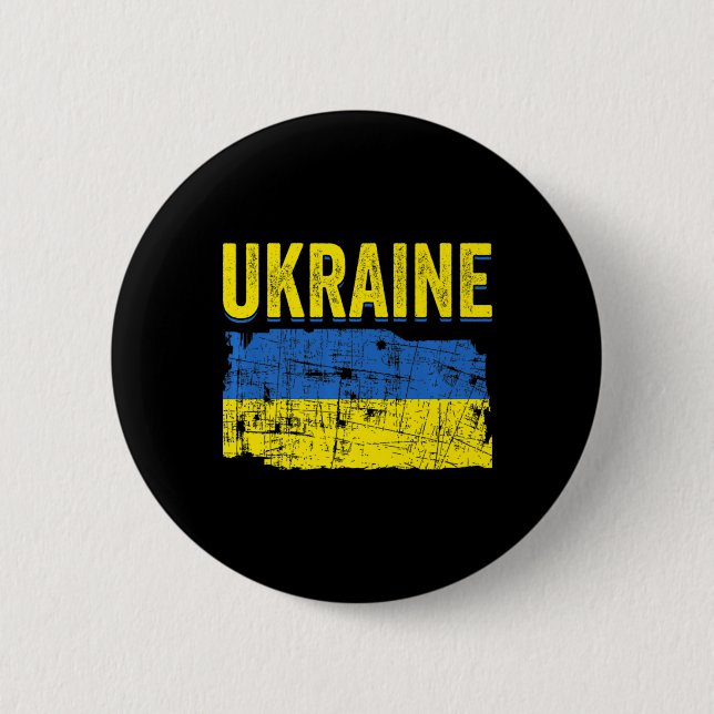 Ukrainian Flag Map Love Support Ukrainians Ukraine Button (Front)