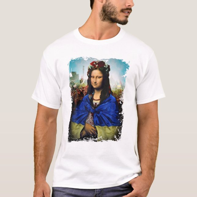 Ukrainian Flag Mona Lisa Ukraine Ukrajina Cool Des T-Shirt (Front)