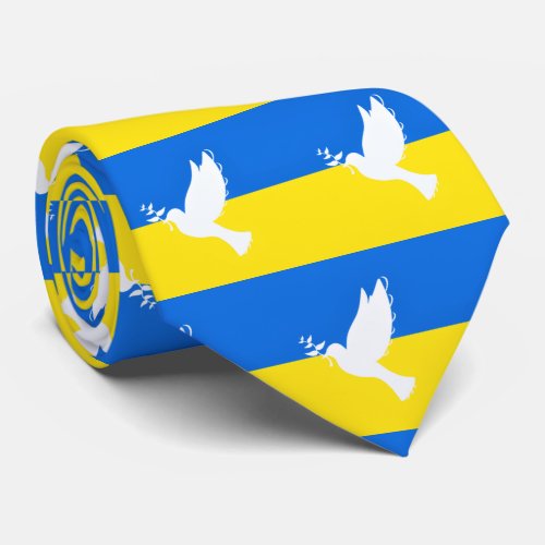 Ukrainian Flag Neck Tie Dove of Peace Free Ukraine