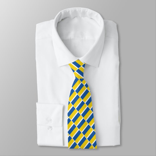 Ukrainian flag of Ukraine custom blue yellow Neck Tie (Tied)