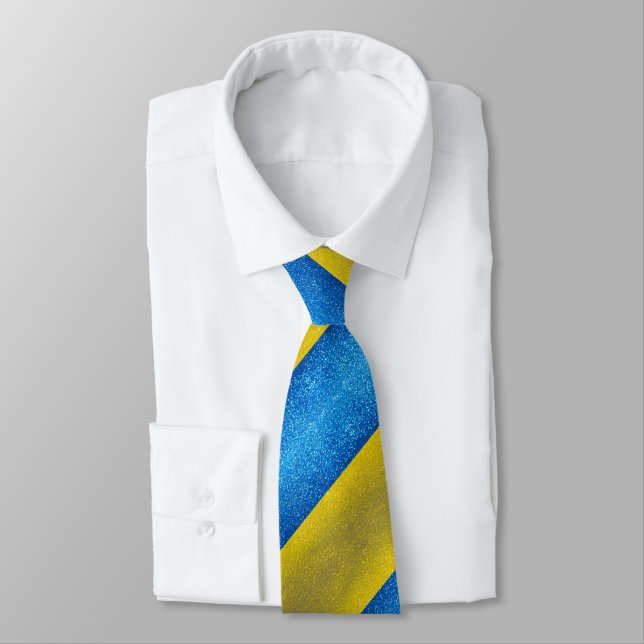 Ukrainian Flag of Ukraine Glitter Professional Neck Tie (Tied)