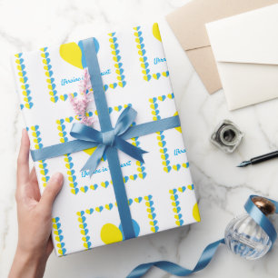 Ukrainian flag on heart simple design wrapping paper