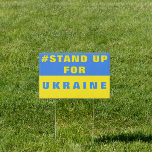 Ukrainian Flag Outdoor Sign Stand Up For Ukraine