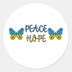 Ukrainian Flag Peace, Hope, Butterflies Classic Ro Classic Round Sticker
