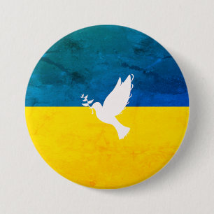 Ukrainian flag peace in the world button