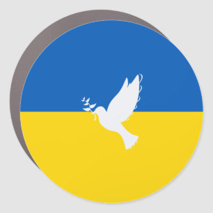 Ukrainian flag peace in the world car magnet