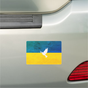 Ukrainian flag peace in the world car magnet