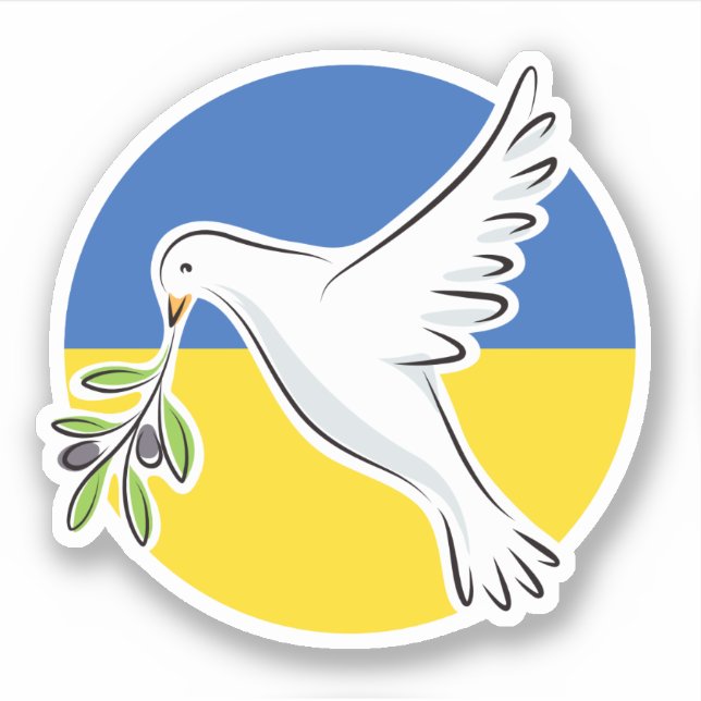 Ukrainian flag peace in Ukraine  dove anti war Sticker (Front)