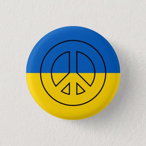 Ukrainian flag peace sign Button