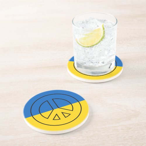 Ukrainian flag peace sign coaster