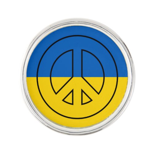 Ukrainian flag peace sign lapel pin