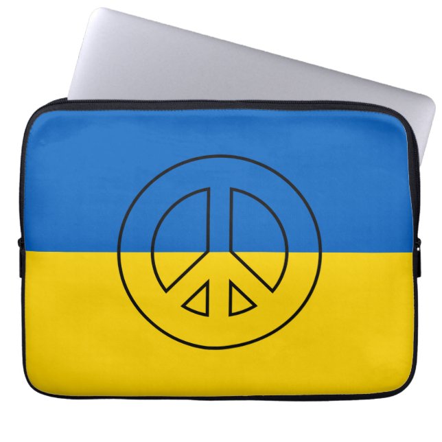 Ukrainian flag peace sign laptop sleeve (Front)