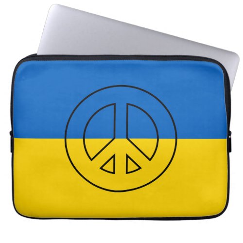 Ukrainian flag peace sign laptop sleeve