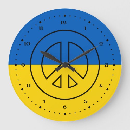 Ukrainian flag peace sign large clock