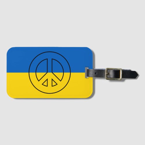 Ukrainian flag peace sign luggage tag