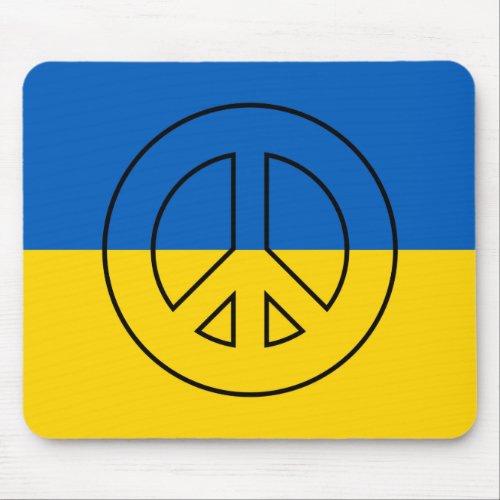 Ukrainian flag peace sign mouse pad