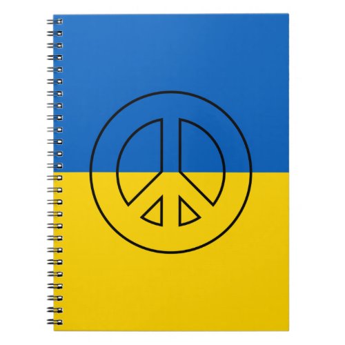 Ukrainian flag peace sign notebook