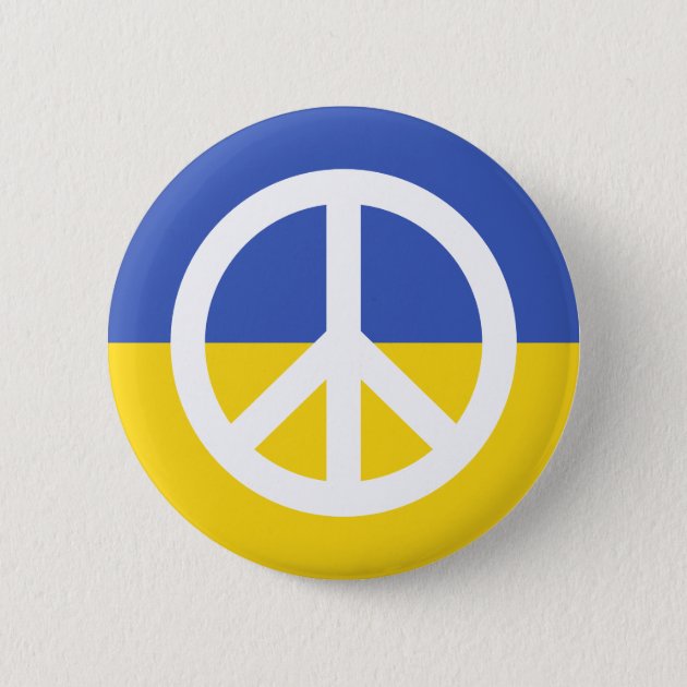 Pin 2.25 Inch 56 mm Ukraine Button Peace Sign Stop War Badge #28 
