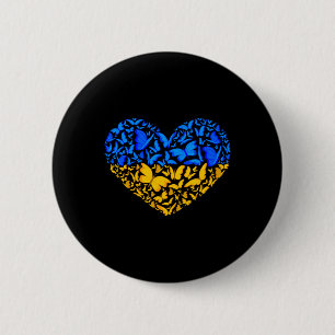 Ukrainian Flag Peace Ukraine Flag Butterfly Heart Button