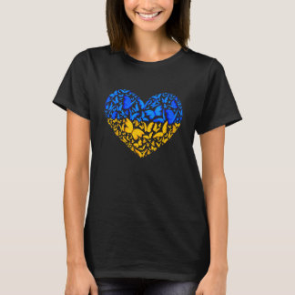 Ukrainian Flag Peace Ukraine Flag Butterfly Heart  T-Shirt