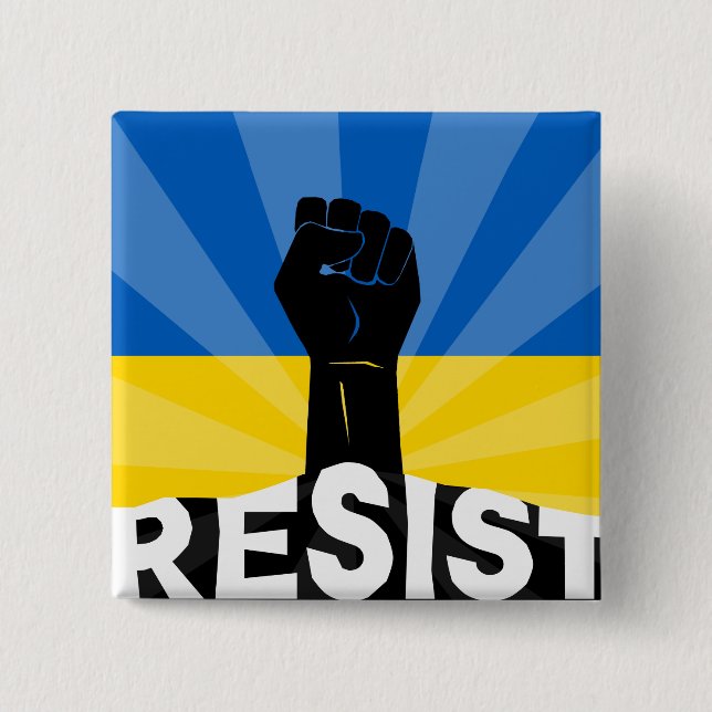 Ukrainian Flag Resist Fist Button (Front)