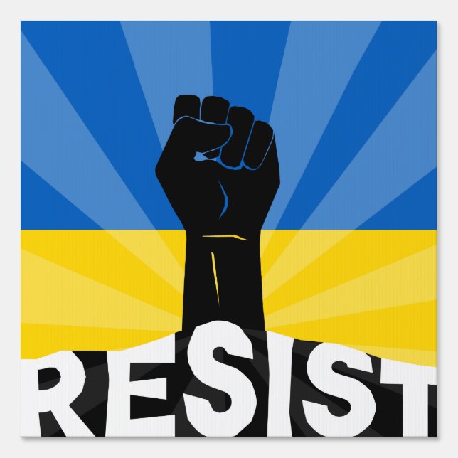 Ukrainian Flag Resist Fist Yard Sign (Front)