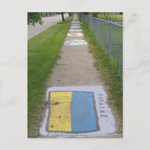 Ukrainian Flag Sidewalk Art Postcard