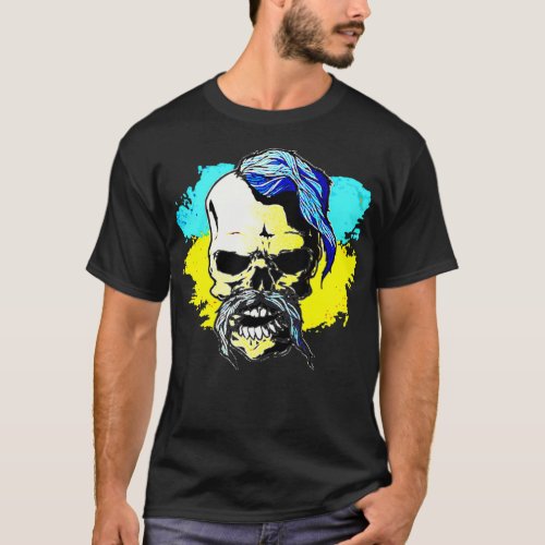 Ukrainian Flag Skull Cossack Perfect For Ukraine 1 T_Shirt