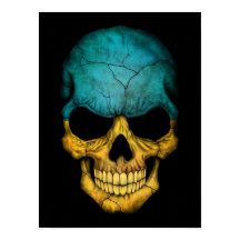 Ukrainian Flag Skull on Black
