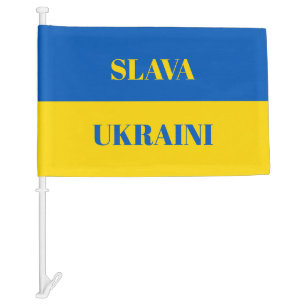 Ukrainian flag. SLAVA UKRAINI. Supporting Ukraine. Car Flag