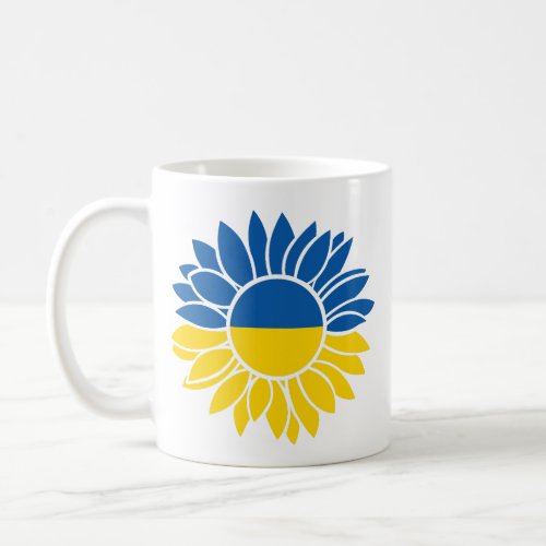 Ukrainian flag sunflower coffee mug