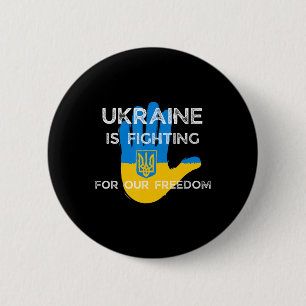 Ukrainian Flag Supporting Design Ukraine Fight For Button