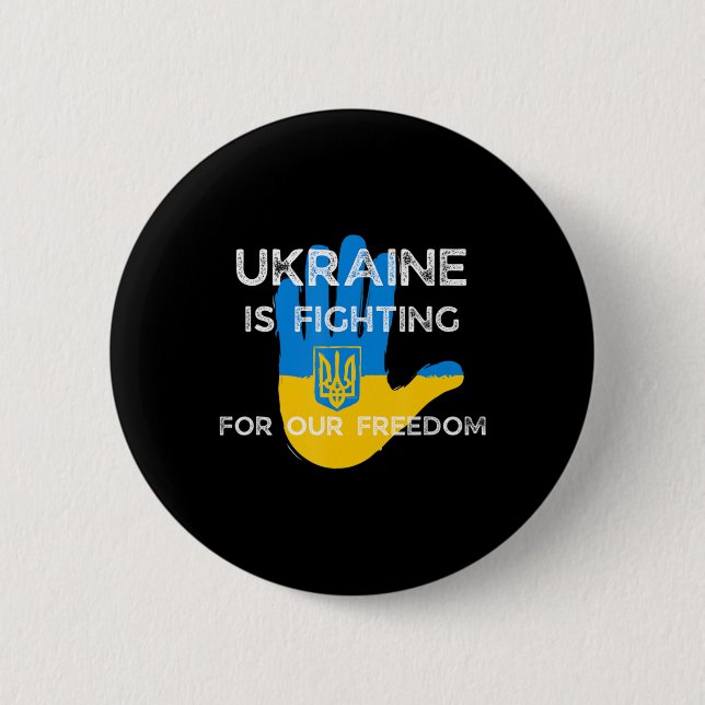 Ukrainian Flag Supporting Design Ukraine Fight For Button (Front)