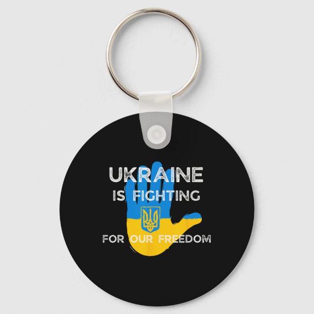 Ukrainian Flag Supporting Design Ukraine Fight For Keychain (Front)