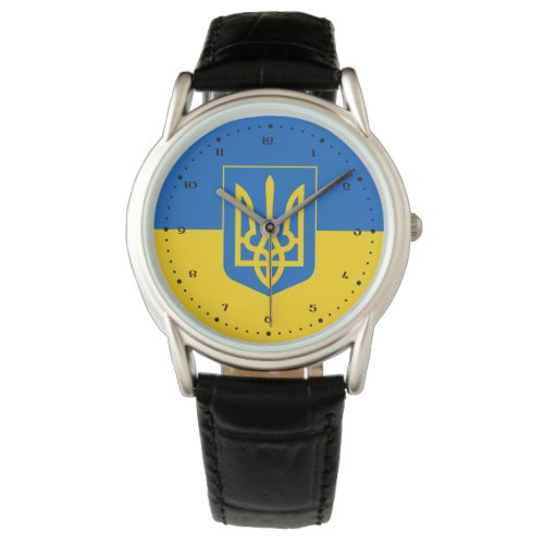 Ukrainian flag the with coat of arms watch