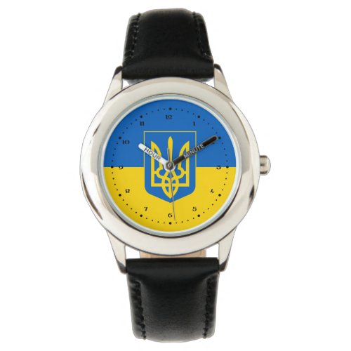 Ukrainian flag the with coat of arms  watch