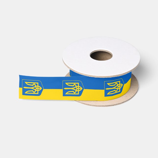 Ukrainian Flag, Tryzub & Ukraine, holiday / sports Satin Ribbon (Spool)