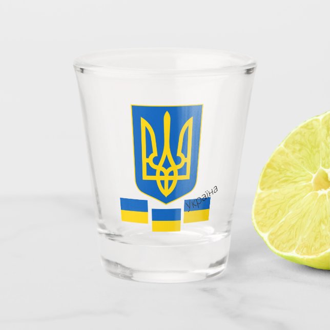 Ukrainian Flag & Ukraine country patriot / sports  Shot Glass (Front)