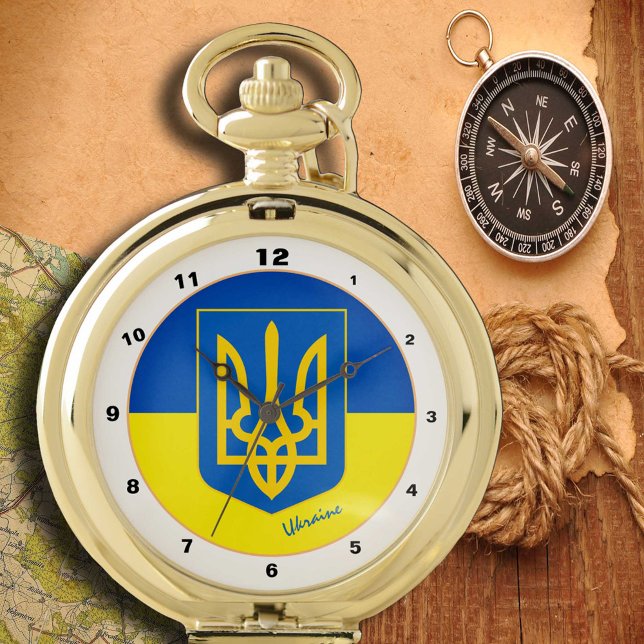 Ukrainian Flag & Ukraine Emblem / fashion Pocket Watch (Creator Uploaded)