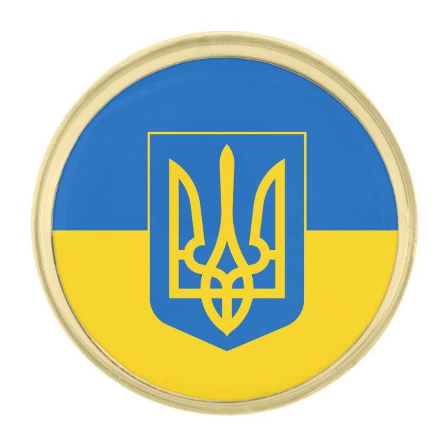 Ukrainian Flag & Ukraine fashion business /sports Gold Finish Lapel Pin (Front)