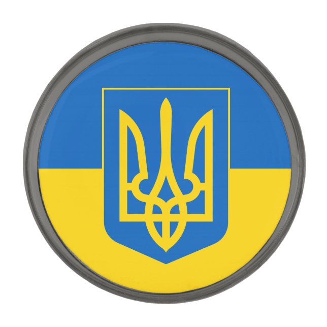 Ukrainian Flag & Ukraine fashion business /sports Gunmetal Finish Lapel Pin (Front)