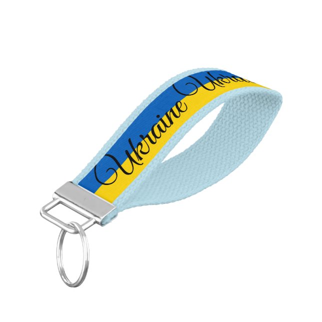 Ukrainian flag & Ukraine fashion, travel / sports Wrist Keychain (Angled Down)